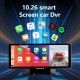 Caméra de tableau de bord Carplay 10.26 pouces, Dvr Android Auto WiFi FM, caméra de recul, prise en charge 4K H.265 1080P