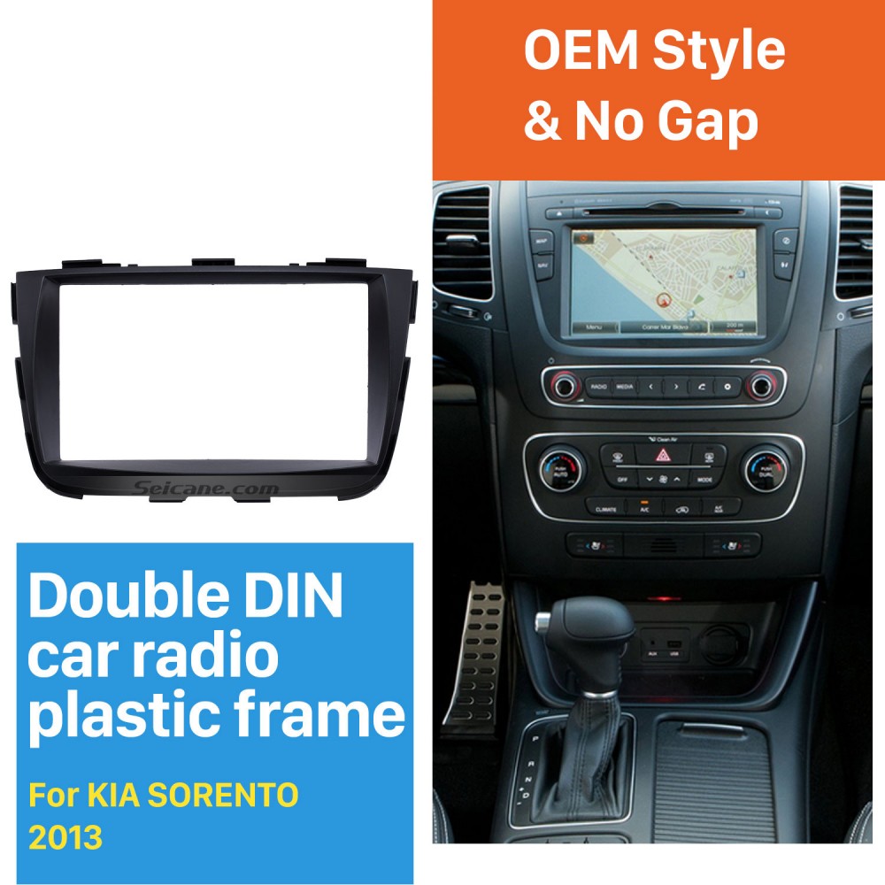 Negro 2Din 2013 KIA SORENTO Car Radio Fascia Reproductor DVD Dash Kit de instalación Panel