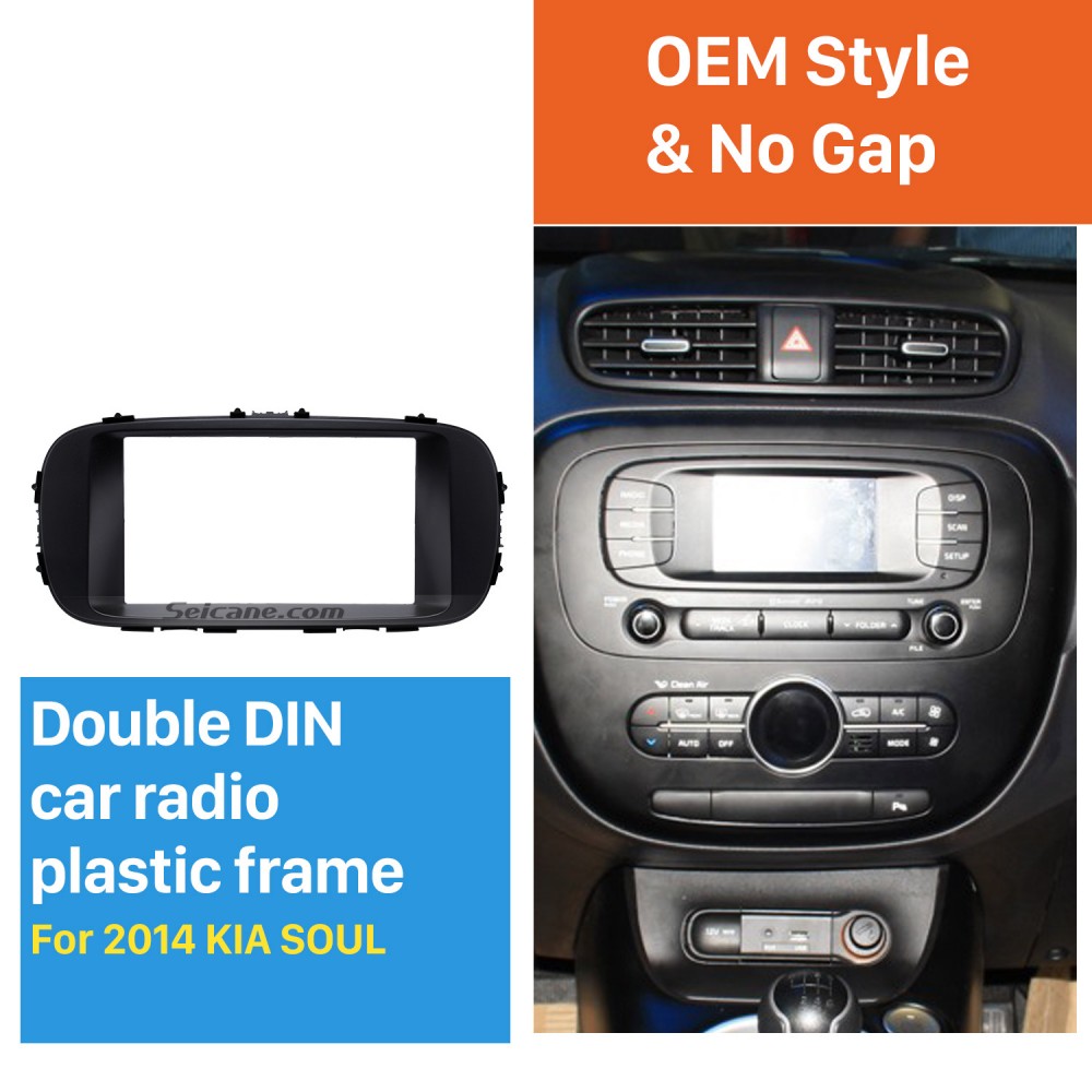 Set de marcos de montaje doble DIN radio de coche para Kia Soul PS a partir de 2014 negro 