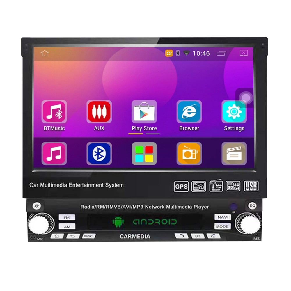 7inch Bluetooth retráctil Car Audio Reproductor de Video Navegación GPS MP5 Pantalla táctil RDS FM Am Car Radio Player 2Din Android In Dash Car Stereo Radio 