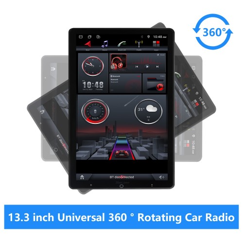 Pantalla táctil de 13,3 pulgadas, Radio de coche giratoria Universal de 360 ° con Carplay incorporado, DSP, FM/AM, Bluetooth, compatible con cámara AHD