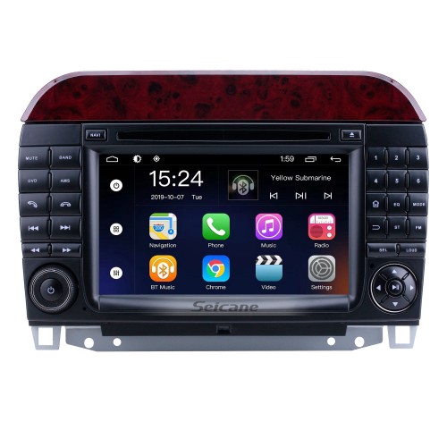 7 pulgadas Android 9.0 para 1998 1999 2000-2005 Mercedes Benz Clase S W220/S280/S320/S320 CDI/S400 CDI/S350/S430/S500/S600/S55 AMG/S63 AMG/S65 AMG Radio con pantalla táctil HD Sistema de navegación GPS Bluetooth apoyo Carplay