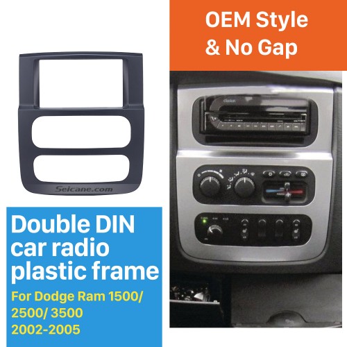 Negro 2Din Fascia de radio del coche para 2002 2003-2005 Dodge Ram 1500 2500 3500 Stereo Dash CD Surround Panel adaptador de montaje de audio