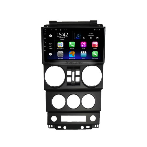 Radio con pantalla táctil mejorada para Jeep Wrangler Rubicon 2008-2010 (4 puertas) con sistema de navegación GPS WIFI Soporte Bluetooth Carplay OBDII Dash Cam