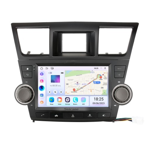 OEM Android 13.0 de 9 pulgadas para TOYOTA Highlander Radio 2009-2014 con sistema de navegación GPS con pantalla táctil Bluetooth HD compatible con Carplay DAB +