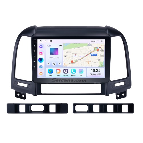 Pantalla táctil Andriod 13.0 HD de 9 pulgadas Sistema de navegación GPS Hyundai Santa Fe de 3 generaciones con soporte Bluetooth Carplay