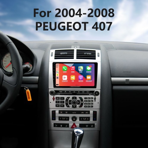 9 pulgadas Android 14.0 para 2004 2005 2006 2007 2008 PEUGEOT 407 Carplay Android auto estéreo sistema de navegación GPS Bluetooth con DAB OBD2 DVR TPMS cámara de visión trasera