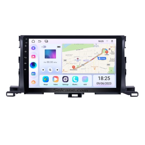 10.1 pulgadas 2015 Toyota Highlander Android 13.0 Sistema de navegación GPS 1024 * 600 Pantalla táctil Radio Bluetooth OBD2 DVR Cámara de visión trasera TV 1080P WIFI Enlace del espejo Control del volante