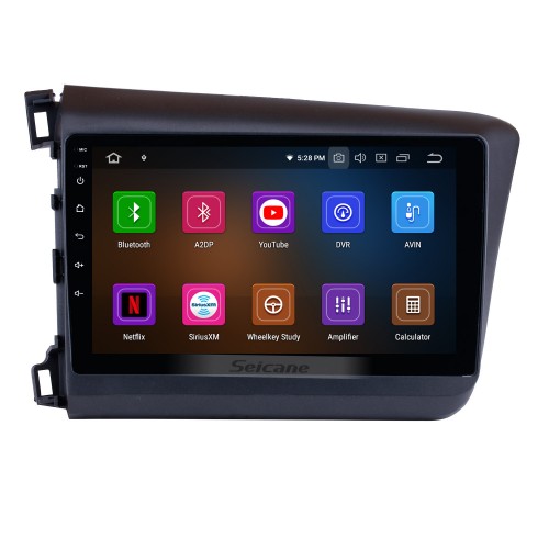 9 pulgadas para 2012 Honda Civic Android 12.0 Radio Sistema de navegación GPS con pantalla táctil HD 1024 * 600 Bluetooth OBD2 DVR Cámara de visión trasera TV 1080P Video WIFI Control del volante USB Enlace espejo