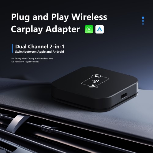 El mejor adaptador USB Carplay inalámbrico Plug and Play para vehículos Carplay con cable de fábrica Audi Benz Ford Jeep Kia Honda VW Toyota