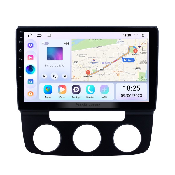 Pantalla táctil HD 10.1 pulgadas Android 13.0 Radio de navegación GPS para 2006-2010 VW Volkswagen Sagitar Manual A / C con soporte Bluetooth Carplay TPMS