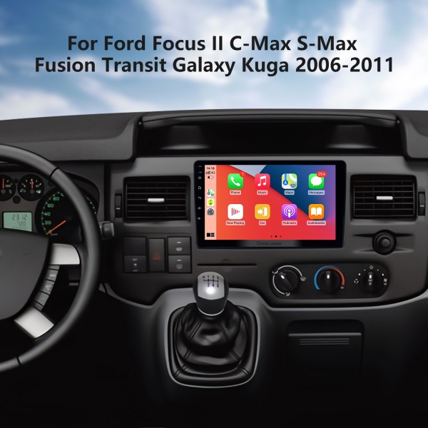 para Ford Focus II C-Max S-Max Fusion Transit Galaxy Kuga 2006-2011 Android 13.0 HD Pantalla táctil 9 pulgadas AUX Bluetooth WIFI USB Navegación GPS Radio compatible con DVR Carplay
