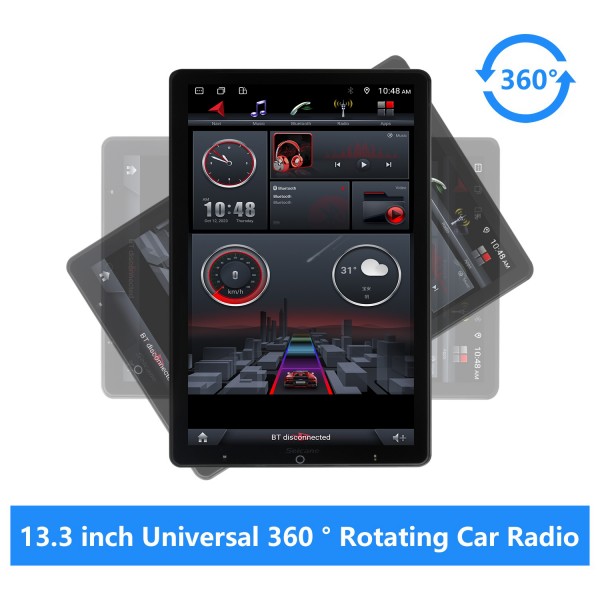 Pantalla táctil de 13,3 pulgadas, Radio de coche giratoria Universal de 360 ° con Carplay incorporado, DSP, FM/AM, Bluetooth, compatible con cámara AHD
