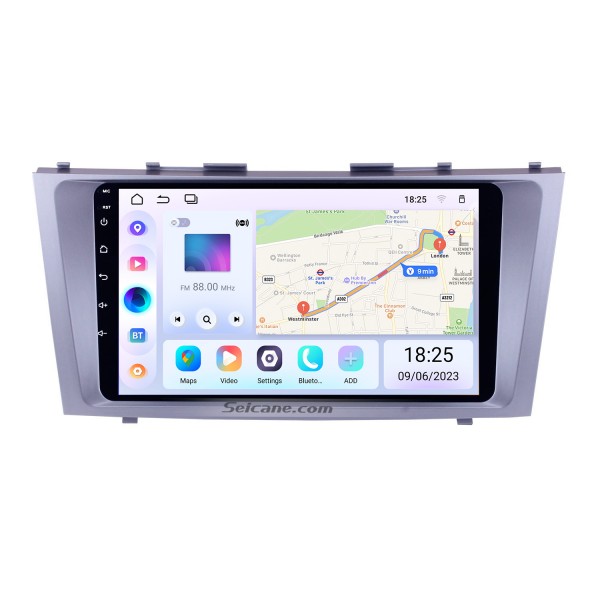 Pantalla táctil de 9 pulgadas 1024 * 600 2007 2008 2009 2010 2011 TOYOTA CAMRY Reemplazo de radio con Android 14.0 Aftermarket GPS Estéreo para automóvil con Bluetooth Música WiFi Mirror Link OBD2 DVR HD 1080P Video USB SD
