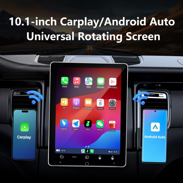 10.1 pulgadas para Universal Toyota Hyundai Kia Nissan Volkswagen Suzuki Honda Radio con pantalla HD giratoria de 180 ° Navegación GPS Bluetooth WIFI soporte Carplay DVR SWC