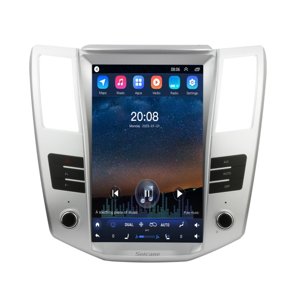 Radio de navegación GPS Android 10.0 de 12.1 pulgadas para 2004 2005 2006-2008 Lexus RX330 RX300 RX350 RX400 con pantalla táctil HD Bluetooth Carplay compatible con DVR TPMS