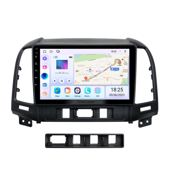 9 pulgadas Android 13.0 para Hyundai SantaFe RHD 2006-2012 HD Pantalla táctil Radio Sistema de navegación GPS Soporte Bluetooth Carplay OBD2 DVR 3G WiFi Control del volante