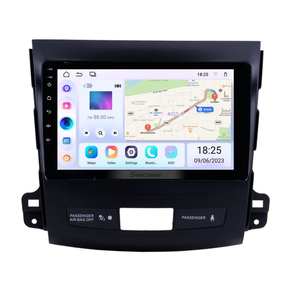 Pantalla táctil de 9 pulgadas 2006-2014 MITSUBISHI Outlander Android 13.0 Radio Bluetooth Sistema de navegación GPS con soporte WIFI OBD2 DVR Cámara de respaldo