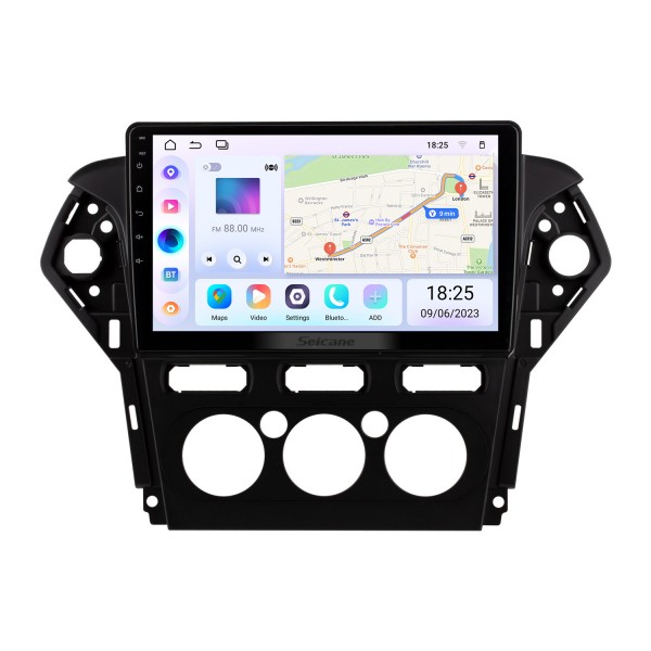 Android 13.0 HD Pantalla táctil de 10.1 pulgadas para Ford Mondeo 2011-2013 Manual AC Radio Sistema de navegación GPS con soporte Bluetooth Carplay Cámara trasera