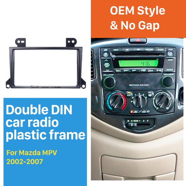 Popular 2Din 2002-2007 Mazda MPV Car Radio Fascia Dash Mount Trim Panel CD Reproductor de DVD Marco de instalación