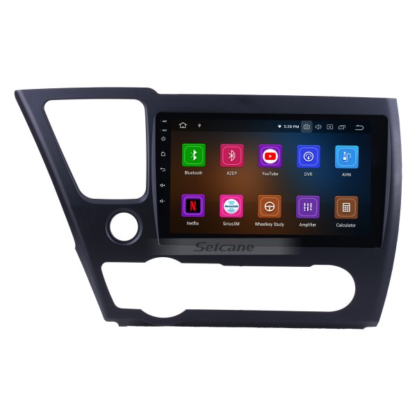 9 pulgadas Android 13.0 para 2014 2015 2016 2017 Honda Civic LHD Radio Sistema de navegación GPS con pantalla táctil HD Bluetooth Carplay compatible con OBD2