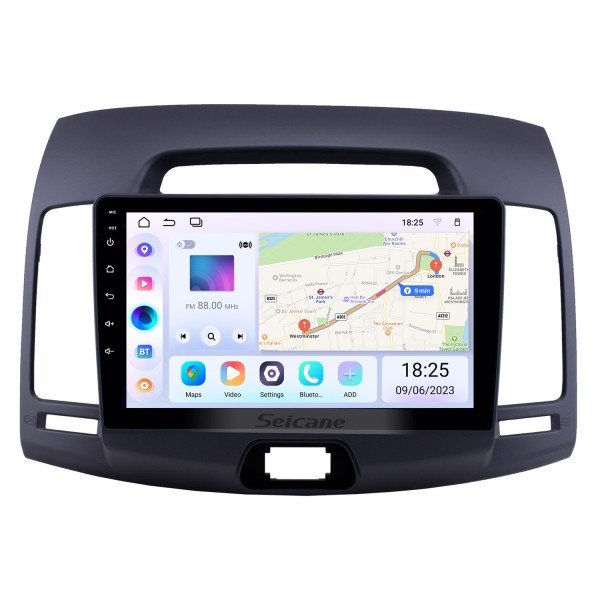 HD Pantalla táctil de 9 pulgadas Android 14.0 Radio de navegación GPS para 2007-2011 Hyundai Elantra con Bluetooth USB WIFI Soporte de música Carplay SWC Cámara de respaldo