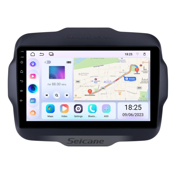 2016 Jeep Renegade 9 pulgadas Pantalla táctil Android 13.0 Radio Sistema de navegación GPS con USB Bluetooth WIFI 1080P Aux Mirror Link Control del volante