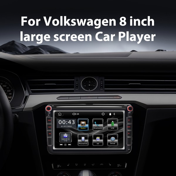 Reproductor MP5 con pantalla Carplay de 8 pulgadas para Volkswagen, Android Auto grande con soporte Bluetooth, tarjeta TF, USB, AHD, aprendizaje del volante