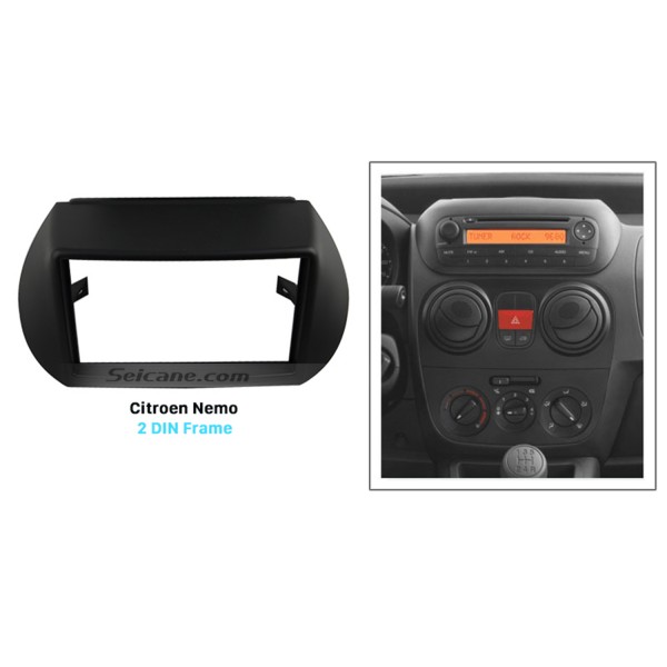 Negro Doble Din Citroen Nemo radio de coche de la fascia estéreo Dash DVD Panel marco de instalación Fit