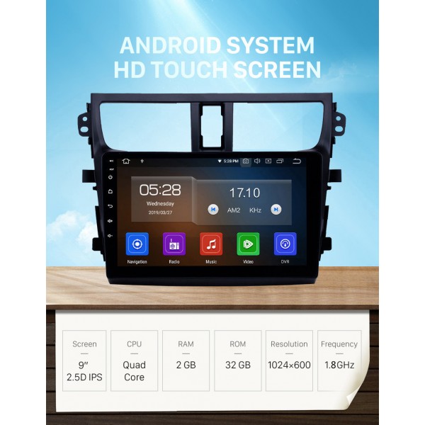 Radio de navegación GPS Android 12.0 de 9 pulgadas para Suzuki Celerio 2015-2018 con pantalla táctil de alta definición Carplay AUX Bluetooth compatible con TPMS