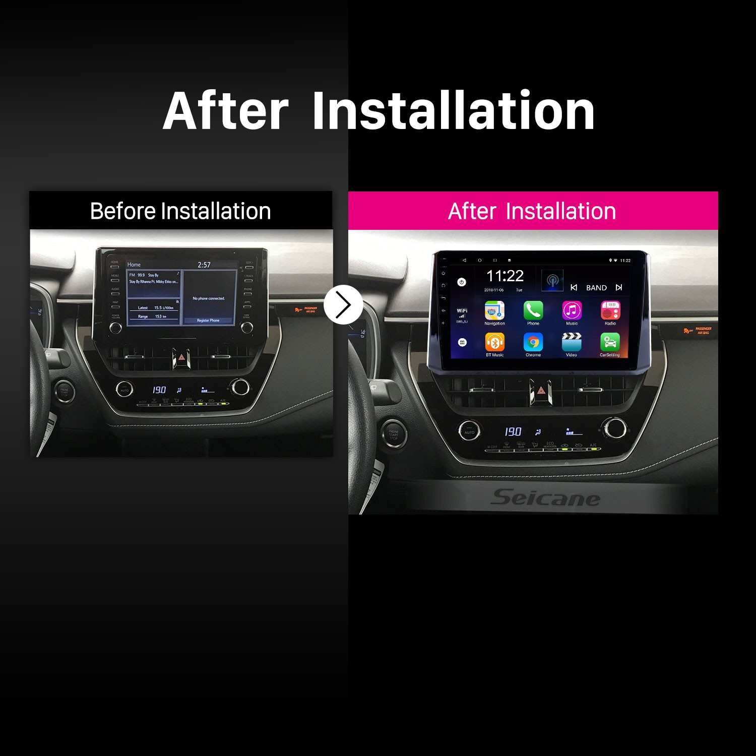 10.1 pulgadas Android 2019 Toyota Corolla Unidad principal HD Pantalla táctil Radio Sistema de
