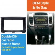 Negro Doble Din 2009 Toyota Prado 120 Radio del coche Fascia CD Trim Panel Panel Stereo Player Frame