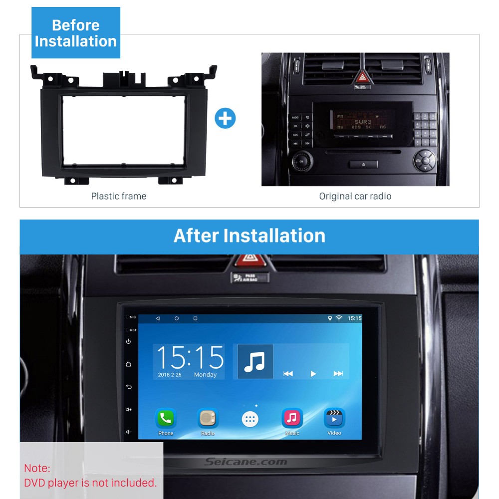 Mercedes-benz Sprinter Stereo Radio Kit de montaje Fascia Panel Adaptador Doble Din