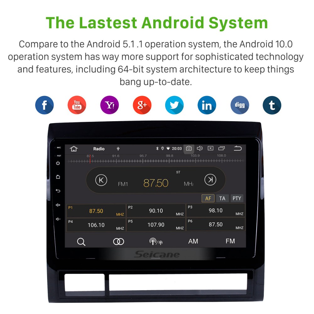 8 núcleos Android 10 coche estéreo GPS radio CarPlay táctil para Toyota Tacoma 2005-2013 