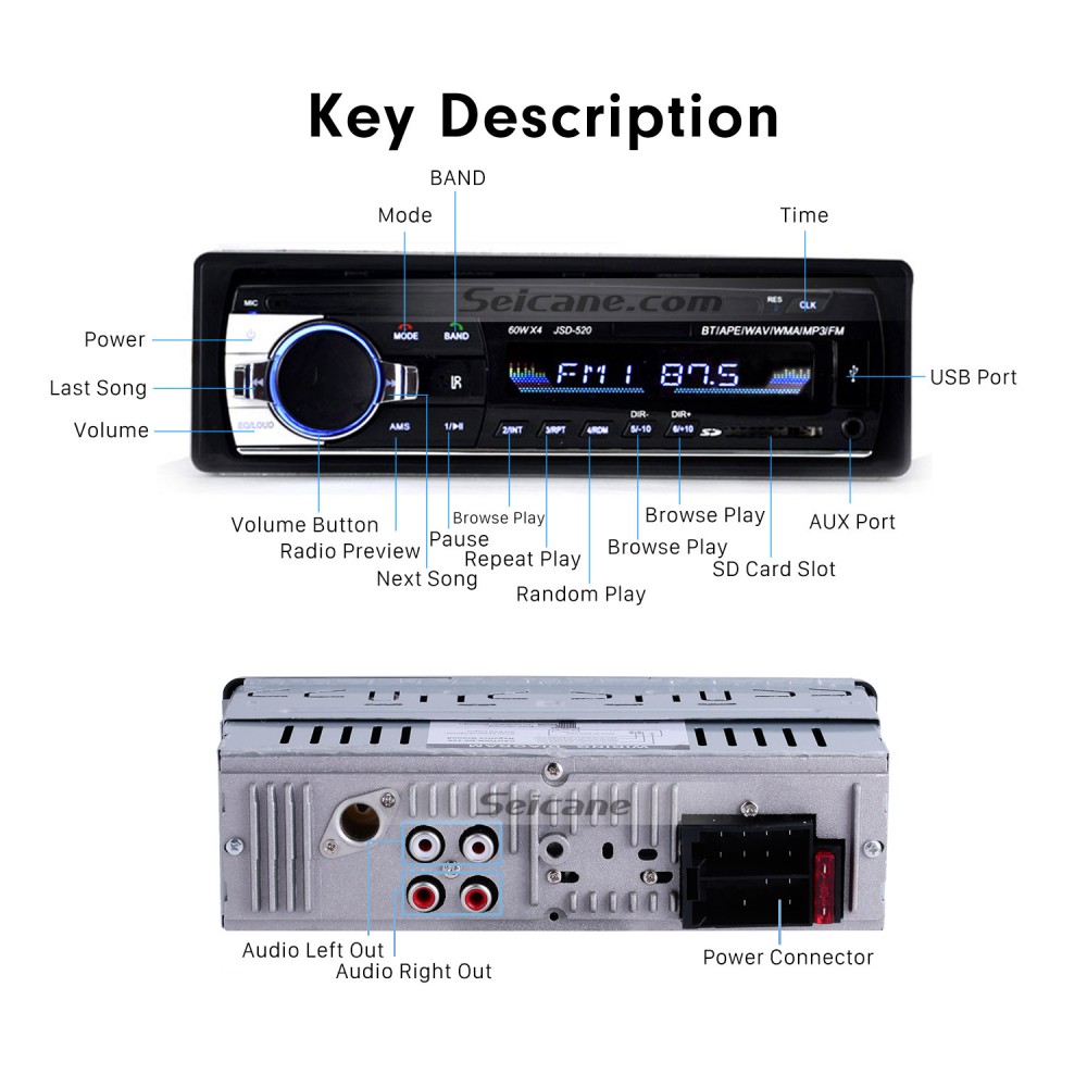Radio Coche Bluetooth, Andven Manos Libres Radios para Coche Apoyo FM  Función, Autoradio Estéreo con USB/SD/AUX/Control Remoto : .es:  Electrónica