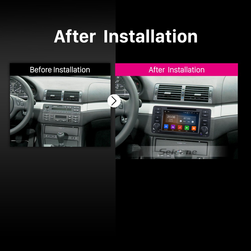  Para BMW E46 1999-2005 Android 13 Radio estéreo para coche,  pantalla táctil de 9 pulgadas Apple CarPlay Android Radio 2GB+32GB en Dash  Unidad GPS Soporte DSP EQ pantalla dividida RCA subwoofer