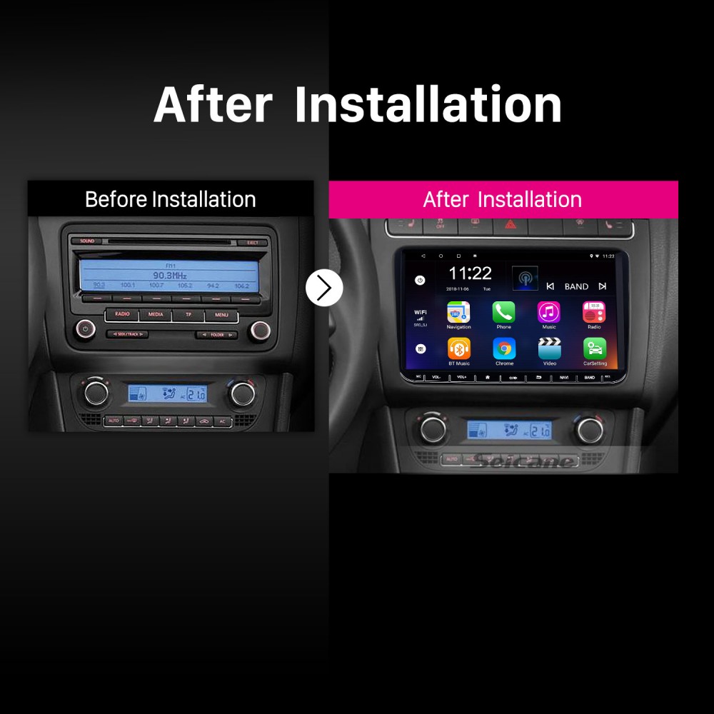 Android 12.0 Radio de navegación GPS con pantalla táctil de 9 pulgadas para VW Volkswagen