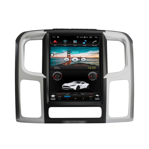 12,1 Zoll Android 10.0 HD Touchscreen GPS-Navigationsradio für 2013 2014 2015–2018 Dodge Ram mit Bluetooth Carplay-Unterstützung, TPMS AHD-Kamera