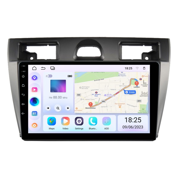 9 Zoll Android 13.0 für 2006-2011 FORD FIESTA Radio GPS-Navigationssystem mit HD-Touchscreen Bluetooth-Unterstützung Carplay OBD2BD