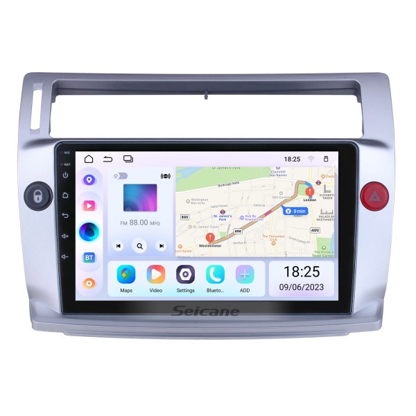 Für 2009 Citroen Old C-Quatre Radio 9 Zoll Android 14.0 HD Touchscreen GPS-Navigationssystem mit Bluetooth-Unterstützung Carplay