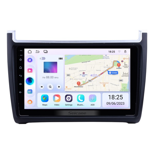 9 Zoll Android 13.0 2012-2015 VW Volkswagen Polo Auto-Audio-Stereo-GPS-Navigation mit 1080P-Video Bluetooth-Musik RDS-Radio Mirror Link Lenkradsteuerung 