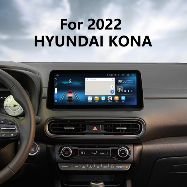 Android 12.0 Carplay 12,3 Zoll Full-Fit-Bildschirm für 2022 HYUNDAI KONA GPS-Navigationsradio mit Bluetooth