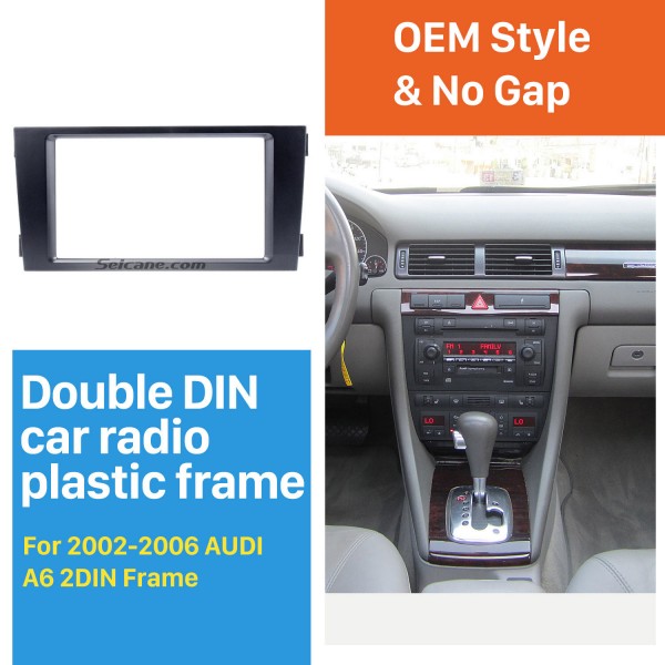 Schwarz Doppel-DIN 2002-2006 Audi A6 Autoradio Armaturenbretts Adapter DVD Rahmen Dash Installation Kit