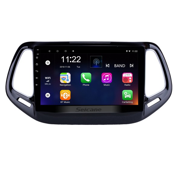 10,1 Zoll 2017 Jeep Compass Android 10.0 Haupteinheit GPS-Navigation USB-Spiegelverbindung Bluetooth WIFI-Unterstützung DVR OBD2 Rückfahrkamera Lenkradsteuerung