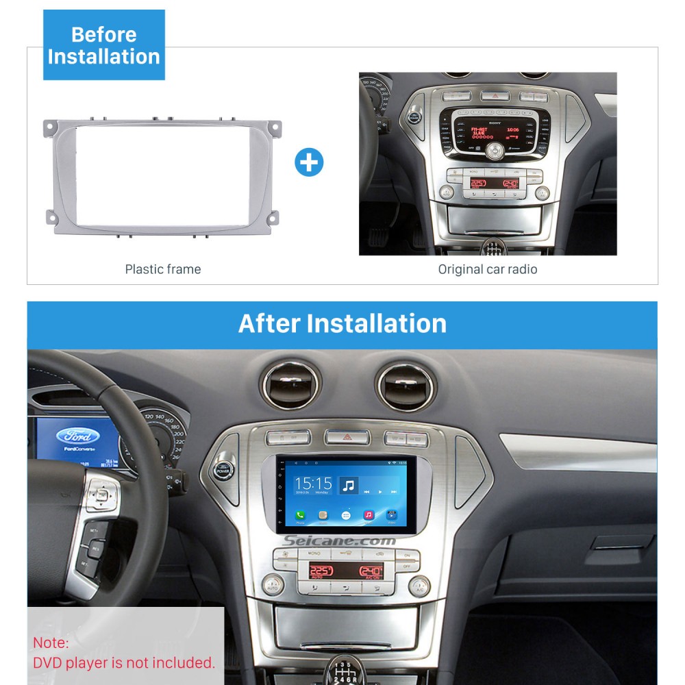 Silber 2din Autoradio Fascia Fur 2007 Ford Mondeo C Max Trim