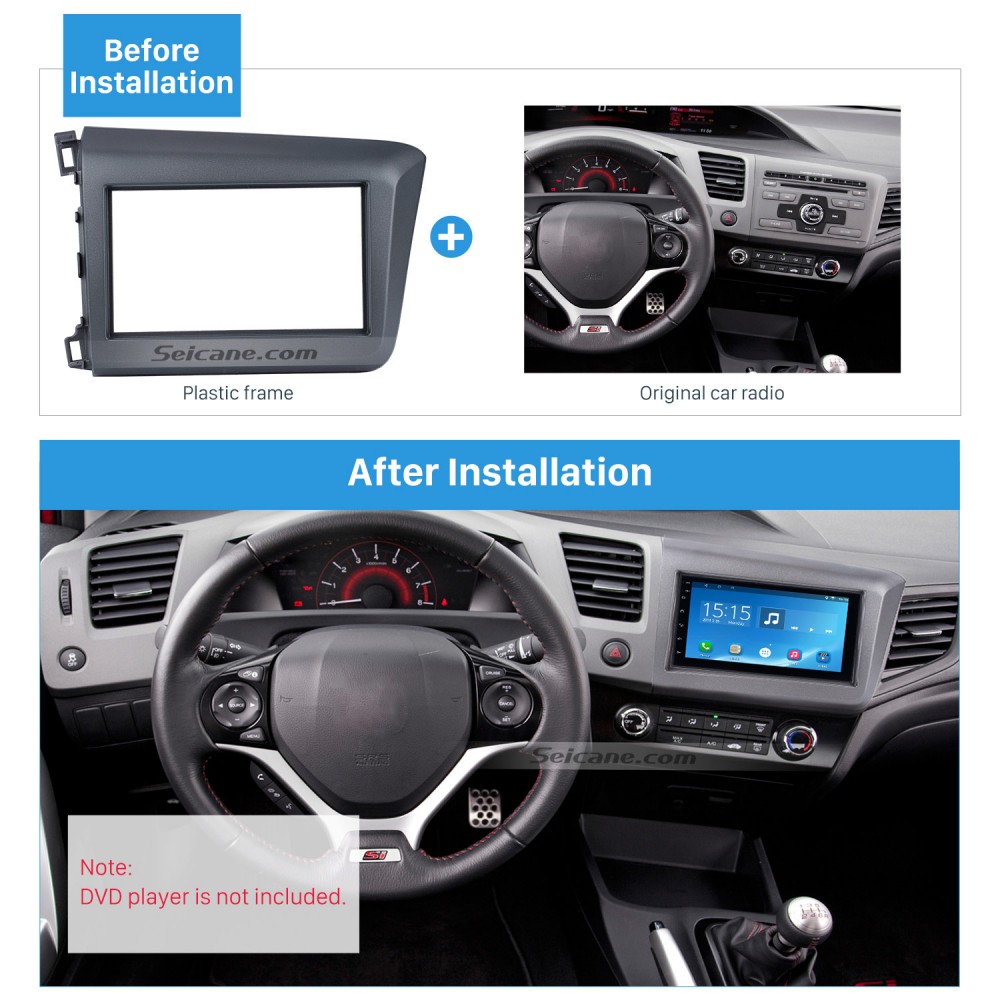 Graceful 2din 2012 Honda Civic Lhd Autoradio Blende Audio Frame
