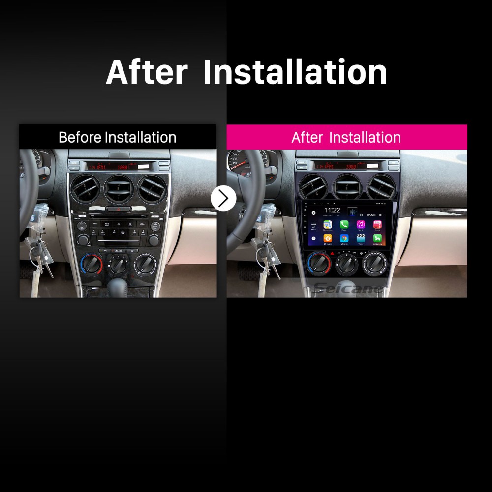 HARBERIDE Android 8.1 Auto Navigation System 9 Zoll Touchscreen Autoradio Für Mazda 6 2002-2008 Unterstützt Bluetooth/WiFi/Multimedia/Lenkradsteuerung 
