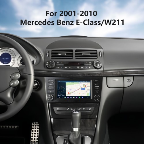 Rádio Carplay 7 polegadas Android 14.0 Touchscreen Navegação GPS para 2001 2002 2003-2010 Mercedes Benz E W211 com suporte Bluetooth WIFI SWC TPMS