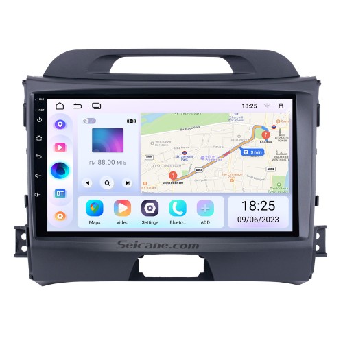 9 polegadas HD 1024 * 600 Rádio com tela sensível ao toque para 2010-2015 KIA Sportage Android 13.0 com navegação GPS Sistema de áudio Bluetooth Música USB Aux WIFI 1080 P TV Espelho Link DVR