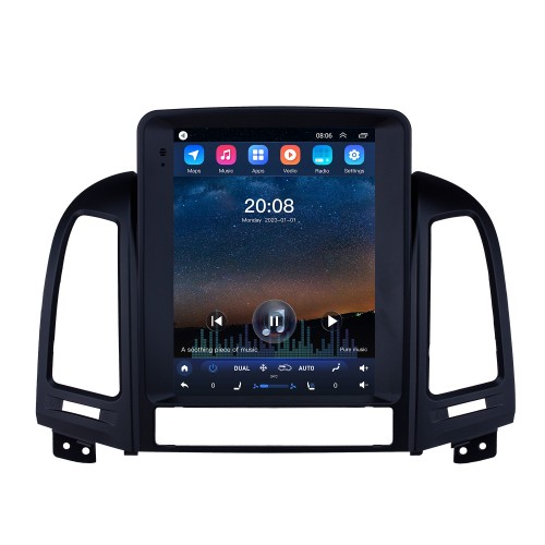 Tela sensível ao toque HD 2005-2012 Hyundai Santafe Android 10.0 9,7 polegadas Navegação GPS Rádio Bluetooth com suporte para controle de volante Carplay